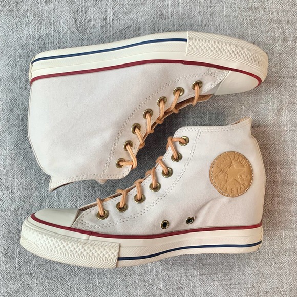 Converse CTAS Lux Mid Hidden Wedge Ivory Peached Canvas Womens Sneaker 8 - Picture 9 of 13